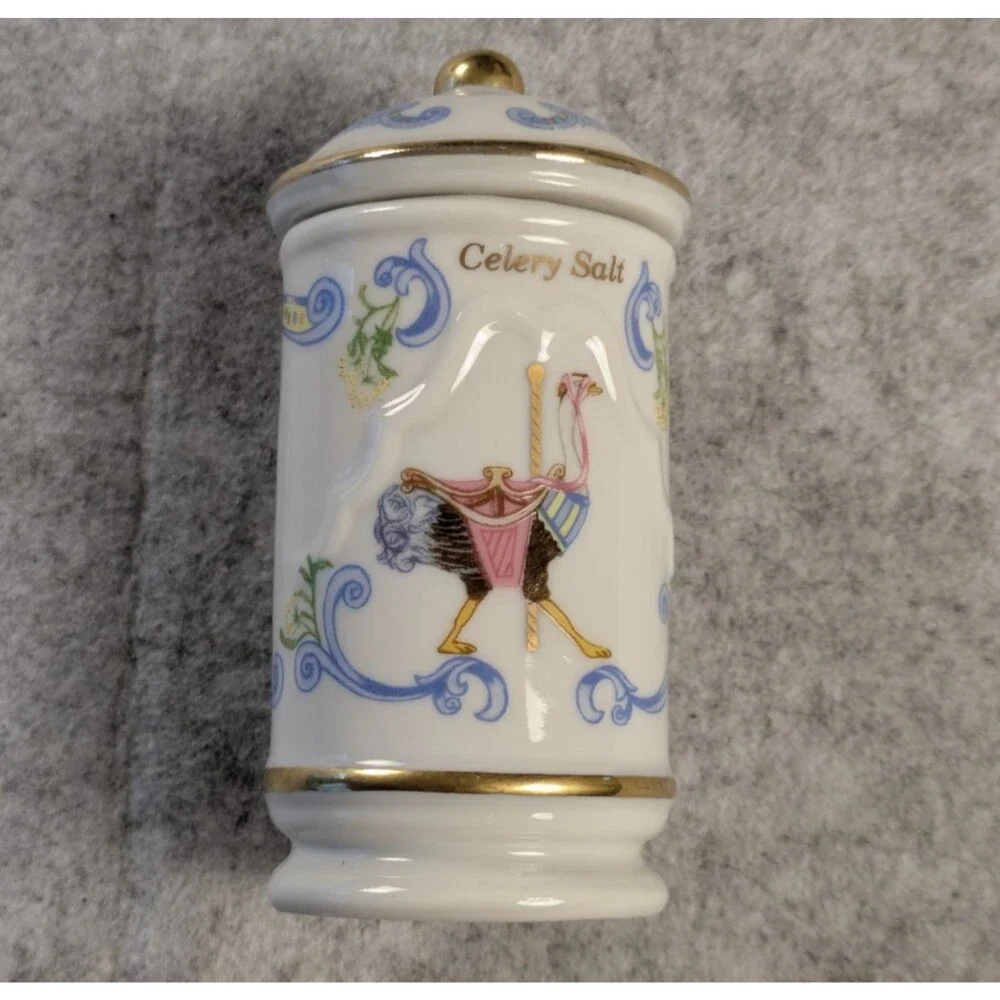 The Spice Carousel Lenox Vintage 1993 Fine Porcelain Celery Salt 24k Gold Trim
